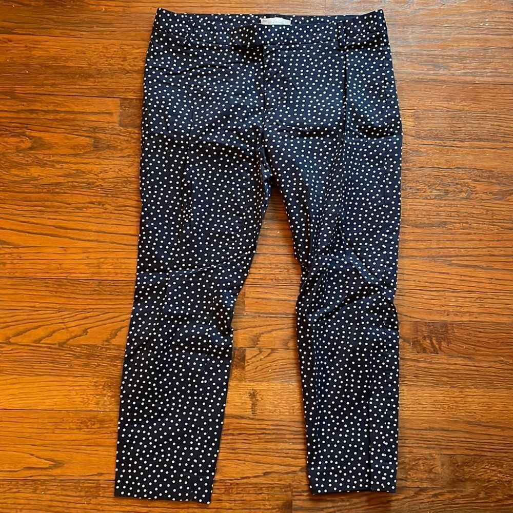 Gap Navy and White Polka Dot Slim Cropped Pants